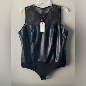 Express Black Sleeveless Fitted Bodysuit